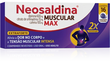 Foto das embalagens de Neosaldina Muscular Max em comprimido.