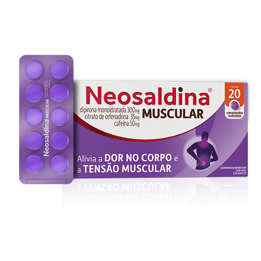Foto das embalagens de Neosaldina Muscular em comprimido.